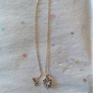 YELLOW GOLD DIAMONDS AND  SAPPHIRES HEART NECKLACE